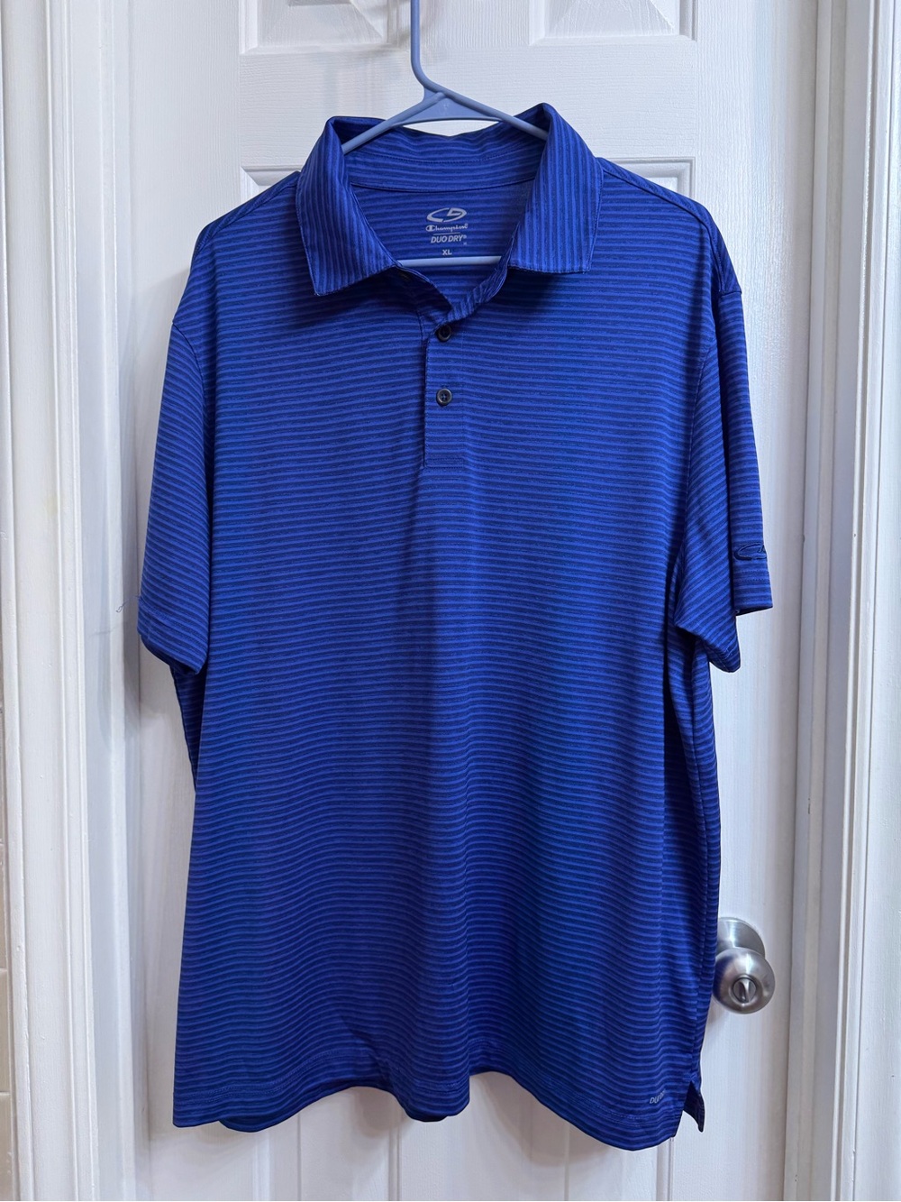 Champion C9 Duo Dry Men's Short-Sleeve Polo Shirt Blue Micro-stripe, Size XL